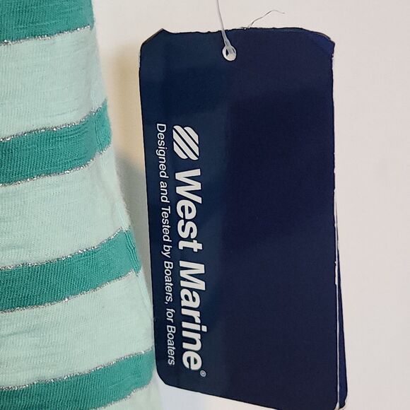 WEST MARINE GREEN STRIPE w/ Metallic Silver BEACHSIDE TOP SIZE XL NWTS - Picture 11 of 12